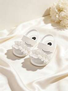 Sandalias con volantes para bebés niñas, zapatos para bebés antideslizantes, zapatos de princesa - Blanco - Ver 2