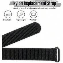 Nylon Loop Compatible With Hume Band, Nylon Replacement Strap, Soft Adjustable Breathable Sport Wristband For Fitness Tracker - Black - View 3