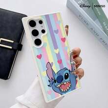 Ốp lưng điện thoại MINISO Disney Stitch hình trái tim sọc pastel trong suốt, có nam châm, họa tiết hoạt hình dễ thương dành cho Samsung S26 Ultra/S26 Edge/S26 Plus/S26/S25 Ultra/S25 Plus/S25/S25FE/S25Edge/S24Ultra/S24Plus/S24/S24FE/S23FE/S23Ultra/S23Plus/S23/S22Ultra/S22Plus/S22/A15/A16/A17/A35/A36//A54/A55/A56/ Quà tặng Giáng sinh cho bạn gái - Màu xanh lam - Xem 2