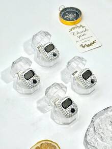 4pcs 1013 Rhinestone Finger Ring Tally Counter, Portable Digit Counter, People Flow Counter, Transparent Gift Box - Transparent Gift Box - View 2