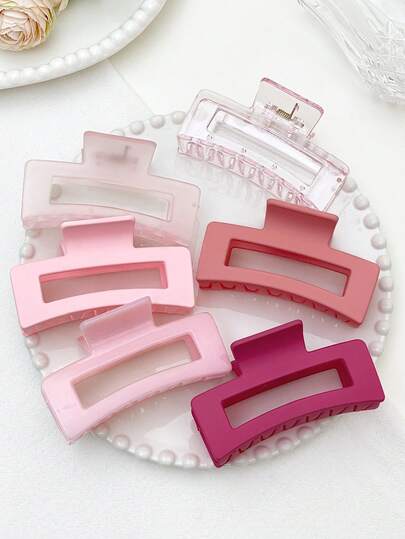 6 pièces/set Pinces à cheveux carrées roses mates, accessoires capillaires polyvalents convenant aux tenues de vacances, cadeau pour la fête des mères, accessoires de plage pour femmes
