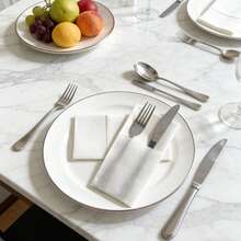50pcs Disposable Party Napkins With Built-In Utensil Pockets, Party & Dining Table Accessories, White Linen-Like & Highly Absorbent - Elegant Table Setting For Ramadan Iftar, Eid Feasts & Weddings | Mess-Free Dining, Saves Time On Cleanup - White - View 3