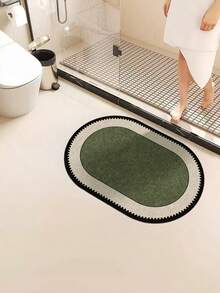 1pc Printed Bathroom Mat, Quick-Dry, Absorbent, Non-Slip Diatomaceous Earth Bathroom Rug, Door Mat, Bathroom Decor, Suitable For Entrance, Kitchen, Balcony, Bathroom, Oval Shaped Mat, Easy To Clean, Universal Holiday Decoration - Multicolor - View 4
