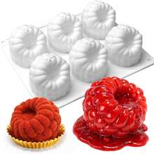3D Raspberry Silicone Mold - 6 Cavity Fruit Pudding Raspberry Mold, Suitable For Mousse Cake Baking, Ice Cream, Cake Decoration - Black and White - View 10