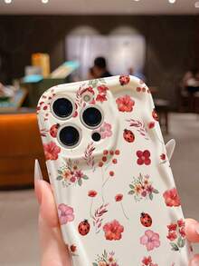 1 pieza Funda de teléfono vintage blanca con estampado de flor, insecto y lirio, de material TPU, adecuada como regalo de vacaciones, compatible con Apple iPhone Xs/Xs Max/Xr/11 12 13 14 15 16 Pro/Pro Max/14 15 16 Plus/17, unisex - Multicolor - Ver 5