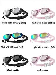 Kính bơi người lớn, kính bơi chống sương mù unisex, kính bơi silicon chống thấm nước mạ điện, thích hợp cho bơi lội mùa hè, kỳ nghỉ biển, học bơi, người mới bắt đầu, tròng kính ba lớp với hiệu quả chống sương mù tuyệt vời. Thể thao dưới nước mùa hè, thiết yếu cho bơi lội, thích hợp cho những người đam mê bơi lội và lặn. - Nhiều kiểu dáng - Xem 10