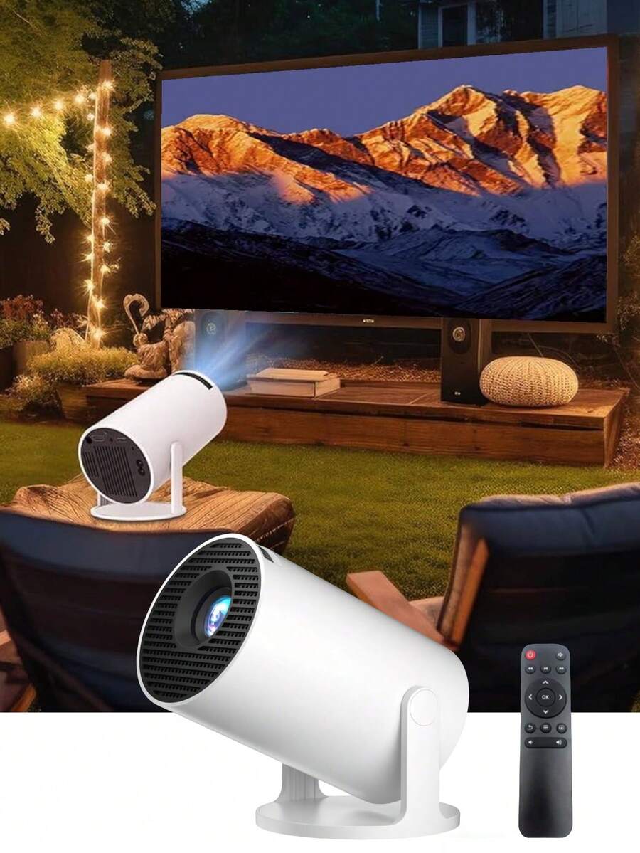 Proyector mini portátil, dispositivo de proyección por cable para teléfono, proyector pequeño HD para dormitorio y habitación, proyector mini rotativo con corrección automática de distorsión trapezoidal, proyector compacto de techo para uso en dormitorio y al aire libre - Talla única para todos - Ver 1