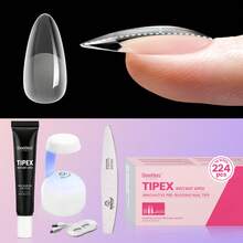 Beetles Tipex Lite Pre-Built Apex Nail Tips Kit, Stiletto Medium, With Tipex Nail Glue,  All-In-One Gel Nail Kit - Almond Medium 224 Pcs(Tipex Nail Kit) - View 1