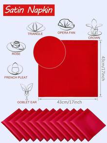 6-12pcs Multi-Colored Satin Napkins, Soft & Smooth Green Silk Napkins, Foldable Into Crown, Opera Fan, Triangle, Rose, French Pleat, High Handle Cup Ear, Suitable For Room, Table, Home Decoration, Suitable For Festivals, Parties, Birthdays, Weddings And Dinners - Multicolor - View 4