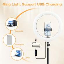UEGOGO Đèn vòng LED 12 inch có thể điều chỉnh độ sáng & Chân đế ba chân 110cm | Đèn LED kèm giá đỡ điện thoại dành cho phát trực tiếp/quay video, cấp nguồn USB, góc chiếu rộng, ánh sáng hiện đại, cấu trúc kim loại bền chắc. - S12-3 MÀU SẮC - Xem 3