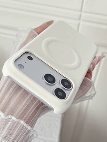 Funda de teléfono con textura de piel mate y difuminada, con disipación de calor magnética y media, compatible con iPhone 17 Pro Max, 17 Pro, 16 Pro Max, 16, 15, 14, 13, 12 Pro Max Plus, con protección antichoque y cubierta trasera - Blanco - Ver 3