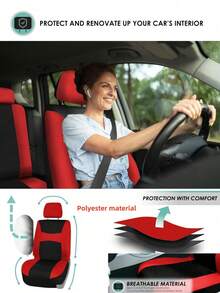 9件套/4件套防水汽车座椅套，奢华优雅，舒适五座车型适用，四季皆宜，适用于SUV、轿车、厢式货车，兼容安全气囊。9件套包含：2个前排座椅套、1个靠背套、1个后排座椅套、5个头枕套。4件套包含：2个前排座椅套、2个头枕套。 - 款式A - 查看 3