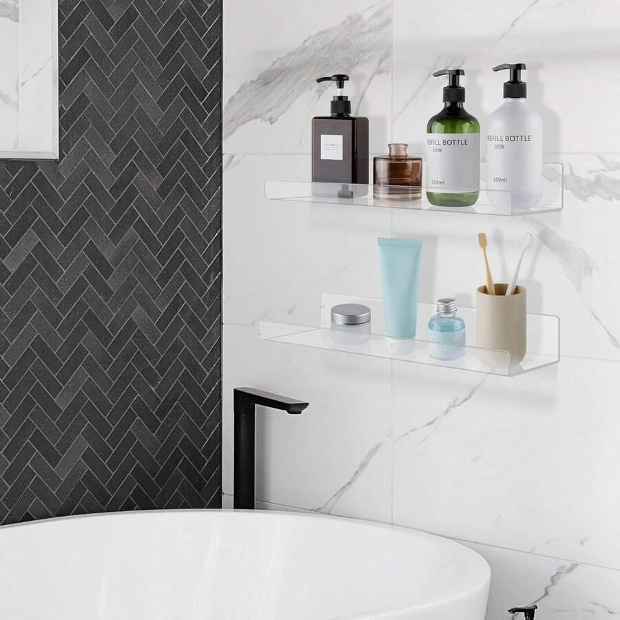 1 Kệ đựng đồ bằng acrylic, kệ trong suốt, kệ treo tường, kệ trưng bày, kệ đựng sách, kệ trưng bày đa năng cho phòng ngủ, phòng tắm, phòng khách. - Trong sáng - Xem 1