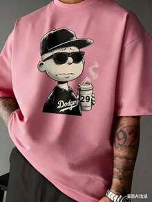 [L0s Angeles Dodgers Merchandise T-Shirt] A Must-Have Outdoor Sports T-Shirt For Baseball Fans | High-Quality Thick, Loose-Fitting T-Shirt - 粉色 - 查看 11
