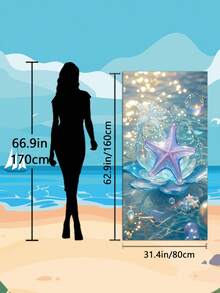 1pc Summer Extra Large Crystal Lotus Purple Starburst Bubble Beach Towel, Multiple Sizes Available, Quick-Drying, Soft, Portable, Stylish, Sandproof, Super Absorbent Microfiber (Bohemian, Tropical, Vintage, Funny, Yoga, Picnic, UV Protection); Suitable For Beach, Pool And Outdoor Activities, Travel Essential, Camping, Yoga, Gym, Sports, Swimming, Unisex. - Crystal Lotus Starfish - View 14
