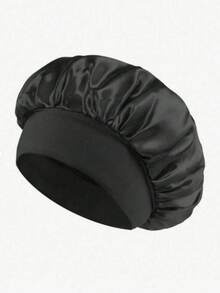 1pc/2pcs Silk Sleep Cap With Elastic Band, Satin Sleep Hat, Elastic Silk Sleep Cap Suitable For Curly Hair, Wide Elastic Design Solid Color Satin Sleep Cap, Comfortable Breathable Hair Care Cap - Multicolor - View 12