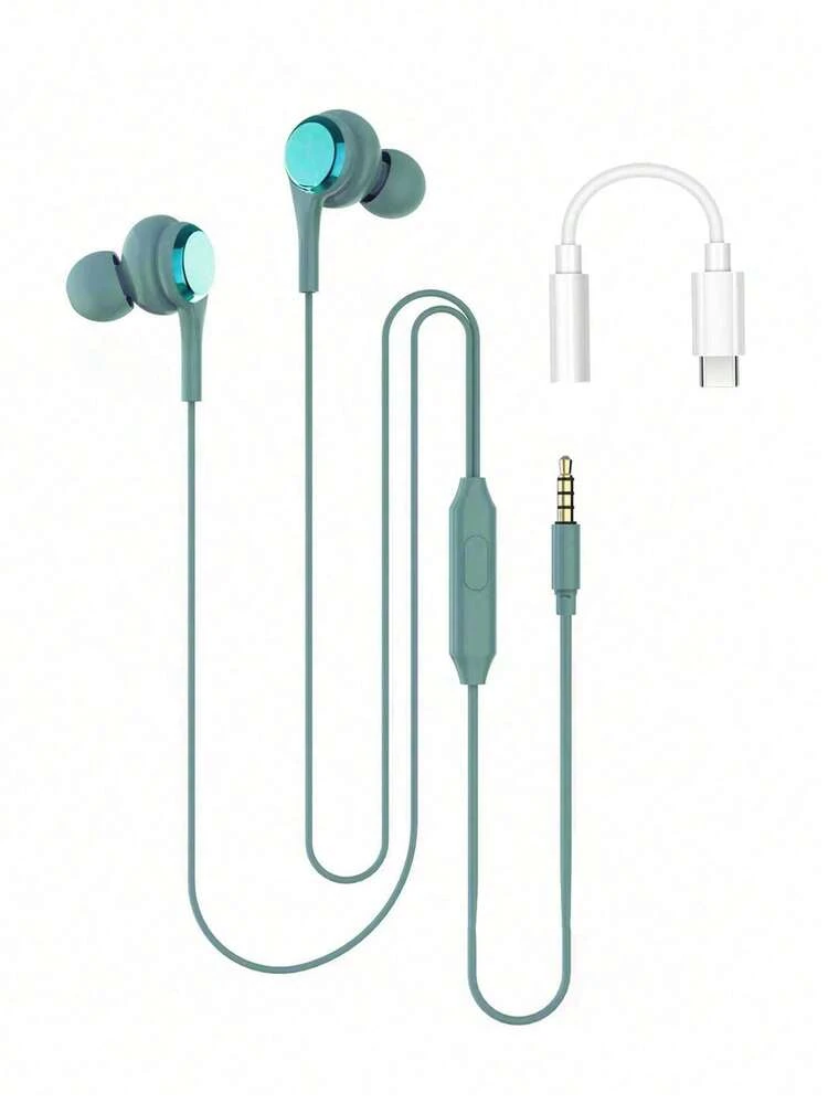 Macaron Color In-ear 3.5mm Interface With Mic Wired Earphone, Game Earphone With Remote Control. With Type-c To 3.5mm Audio Jack Adapter, Type-c/3.5mm Universal Wired Earphone