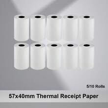 5/10 cuộn giấy in hóa đơn nhiệt 57x40mm, chất lượng cao, tương thích với máy tính tiền POS và máy thanh toán thẻ tín dụng. - Xem 1
