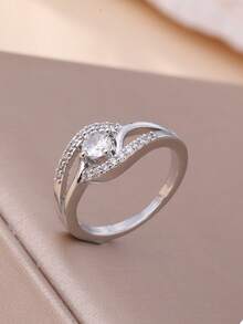 1 chiếc nhẫn Cubic Zirconia tối giản, thanh lịch, mạ vàng/bạc, thích hợp làm trang sức cho nữ, đeo hàng ngày, dự tiệc, quà tặng Eid Al-Adha, quà Eid Al-Fitr. - nhẫn - Xem 15