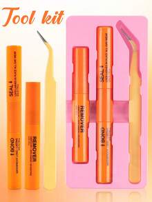 10ml Lash Glue & Sealant Kit With Tweezers, Quick Dry Strong Hold, Fragrance Free & Low Sensitivity, For DIY Lash Extension Bonding & Sealing - 珊瑚橙 - 查看 10