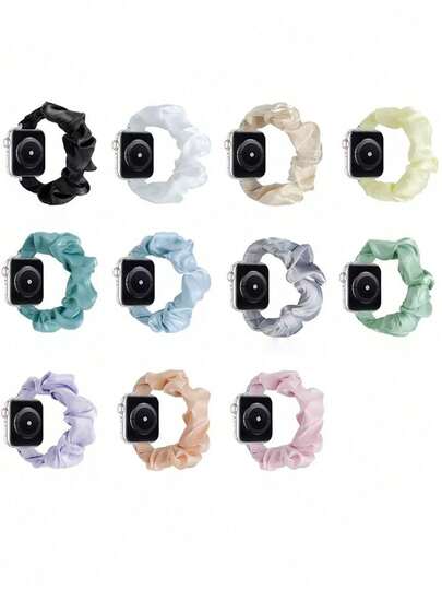 1条窄款纯色亮面发圈表带，兼容 Ultra 1/2/3/4/5/6/7/8和SE系列