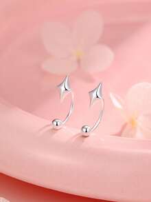 1 đôi bông tai nữ cao cấp bằng bạc sterling 925, thiết kế tối giản tinh tế với đường nét ấn tượng. - đơn - Xem 5