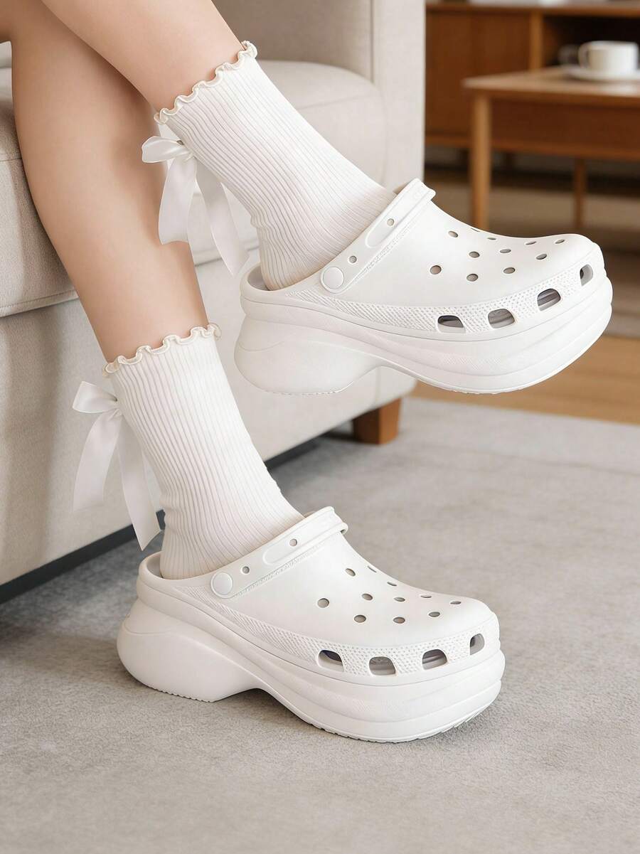 Crocs Dép/sandal nữ, dép bít mũi nhẹ, dép bít mũi kiểu retro , giày thể thao ngoài trời thoải mái hàng ngày 206302-100 - trắng - Xem 1