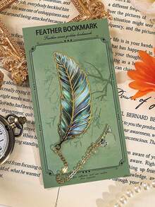 1 pièce de marque-page en métal avec plume simulée, style artisanal vintage avec un petit pendentif. Un élément de lecture indispensable, convient comme petit cadeau pour les enseignants - Marque-page en plumes - Voir 17