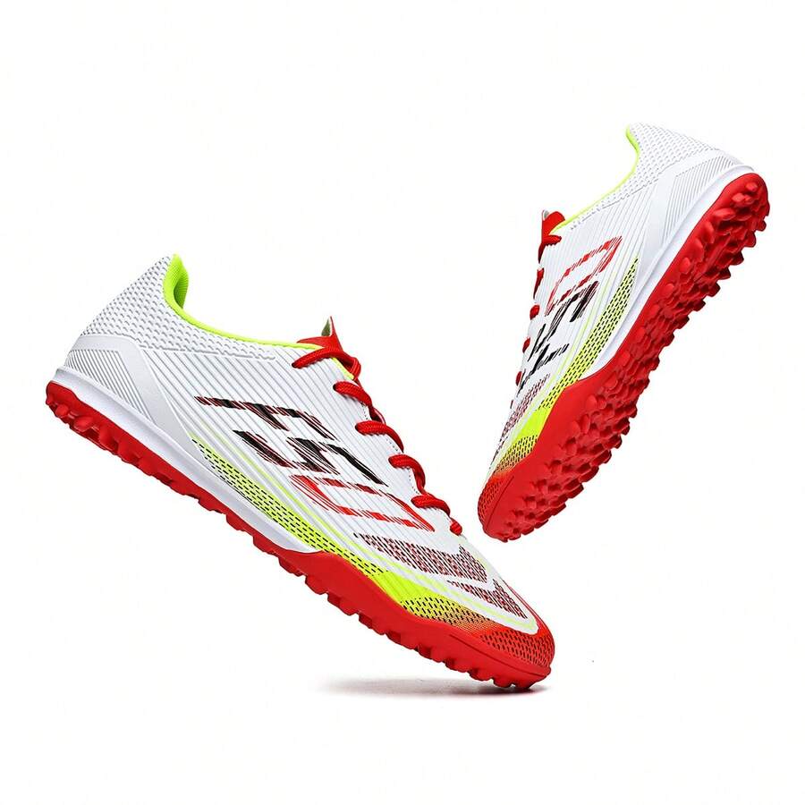 男士人造草足球鞋，男女通用舒适足球训练鞋，防滑成人足球鞋 - 紅色 - 查看 1