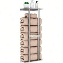 Bathroom Towel Rack, French Wall Mounted Storage Rack, Is A Space Saving Bathroom Accessory That Can Accommodate Up To 6 Large Towels. Equipped With A Storage Rack, Suitable For Hand Towels, Face Towels, And Bathrobes. - Multicolor - View 13