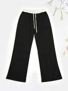 All-Season High Waist Women's Wide Leg Pants, Versatile For Work Commute Sports - Black - View 3