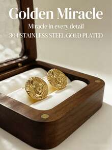 一对女士18K镀金304不锈钢低过敏性金贝壳耳环，时尚金耳环套装，欧美奢华优雅耳环，独特设计，高端品质，优雅精致，法式复古风，不褪色时尚不对称耳环，别致高端，独特百搭，风格百搭 - 彩色 - 查看 3