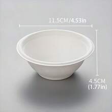 50PCS Disposable Paper Bowls White Sugarcane Pulp Bowls For Food Serving Oil Resistant Water Resistant Microwave Freezer Suitable Bowls For Soup Salad Dessert Snack Takeout Kitchen Use - trắng - Xem 2