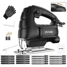 Con accesorios Sierra Caladora Eléctrica De Corte Profesional 6 Velocidades Anirona Sierra Caladora Orbital de Velocidad Variable Angulo de Corte 45° 16/26 Accesorios Para el corte de madera - Tipo de Enchufe B USA (110-127V) - Ver 2