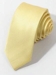 1pc Men's Yellow Fashionable Densely Woven Business Necktie - Yellow - View 3
