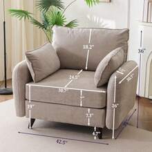 Oversized Accent Chair with All Seats StorageComfy Living Room Chairs with 2 Throw Pillow Upholstered Mid-Century Armchair 24.5'' Deep Seat Reading Chair for Bedroom Office Chenille Khaki - Caqui - Ver 3