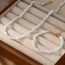 Bộ 2 món trang sức ngọc trai giả bất đối xứng kiểu Âu Mỹ, phong cách gợi cảm. - Ngọc trai Baroque - Xem 5