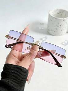 1 pereche de ochelari de soare pătrați pentru femei, ochelari de soare retro, accesorii de plajă, accesorii de plajă pentru femei, ochelari de soare la modă, stil simplu, îmbrăcăminte pentru femei de toamnă/iarnă, cadouri business casual, Y2KFest, vacanță de vară la plajă, activități în aer liber, călătorii, festival de muzică - Multicolor - Vizualizare 3