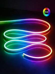 Bandes lumineuses LED multicolores avec télécommande, lumières au néon DIY avec USB, effets segmentés RVB, convient pour la décoration de la chambre, l'intérieur de l'armoire, le cadre du miroir de vanité, le bas du canapé, la vitrine de la boutique, le chemin du jardin, l'éclairage décoratif pour Halloween, Noël et d'autres fêtes ou l'éclairage au néon quotidien de la maison - Néon - Voir 8