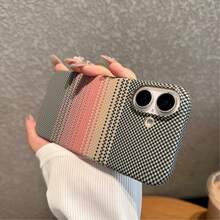 1pc Luxury Carbon Fiber Phone Case, Suitable For IPhone 17 Pro Max, Air 16, 15, 14, 13, 12, 11 Pro Max Plus, Soft TPU Back Cover, Delicate Texture - Sunset Gradient - View 1