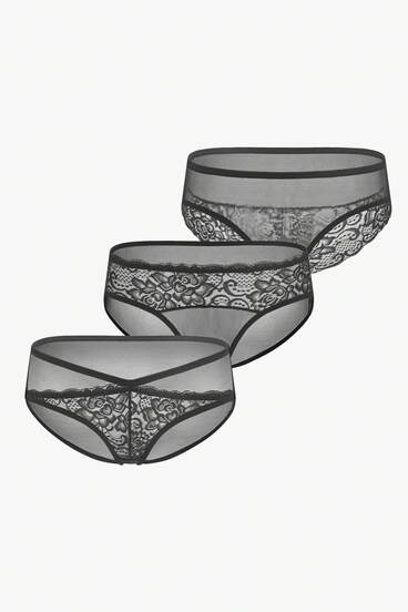 Quần lót không đường may Tương phản ren màu trơn màu đen