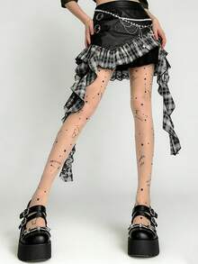 1 đôi quần tất nữ mùa xuân hè in hình chòm sao, chất liệu xuyên thấu phong cách Gothic Y2K, thích hợp cho tiệc tùng, câu lạc bộ và mặc hàng ngày. - Nhiều màu - Xem 2