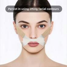 1 pieza Correa de elevación facial en forma de V, herramienta de conformación facial que se dirige a los pliegues nasolabiales/rostro en forma de U/flacidez facial/arrugas; correa de elevación y firmeza en forma de V, elástica y reutilizable, no dañina, escultura facial en forma de V fácil - Caqui - Ver 1