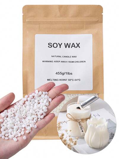 1 lb/2 lb Granulés de cire de soja naturelle premium, pour la fabrication de bougies, bougies d'aromathérapie faites main DIY, fournitures pour la fabrication de bougies, décoration d'intérieur