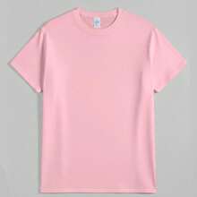 Oversized Heavy T-Shirt Modern Streetwear Essential Boxy Cut Casual Summer Basic Loopback Top Ultra Soft Minimalist Urban Fashion Staple-Unisex Summer Casual Vintage Cotton Printed T-Shirts For Couples - 粉色 - 查看 9