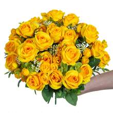1PC Artificial Rose Bouquet Valentine's Day Gift Wedding Decoration DIY Wreath Material, Bridal Handheld Flower Accessories, Wedding Car Decoration, Door Lintel Arch Decoration, Home, Restaurant, Bedroom, Vase Decoration, Birthday Party Decoration Material New Year's Gift, Valentine's Day, Graduation Gift - Yellow - View 4