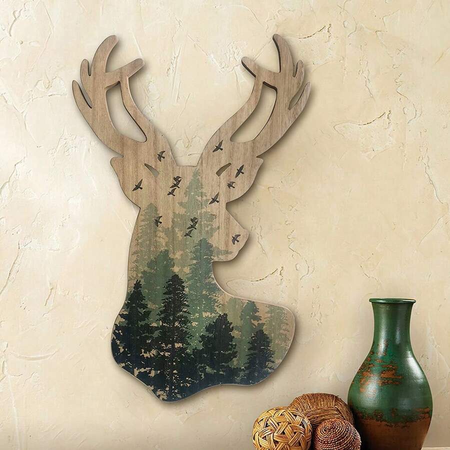 Wooden Wall Decor Hanger, Pine Tree Shaped Yard Hanging, Outdoor Forest Style Sign - A - View 1