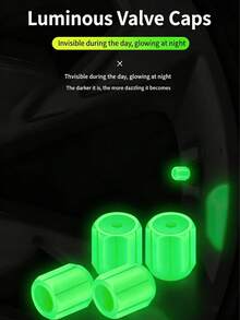 5pcs Luminous Valve Caps For Cars, Electric Vehicles, Motorcycles, Bicycles, And Trucks, Ultra-Bright Reflective Valve Stem Caps. Set Of 5 Glowing Valve Caps, Fluorescent Decorative Lights For Car, Motorcycle, And Bicycle Wheel Hubs, Valve Stem Caps. - Multicolor - View 7