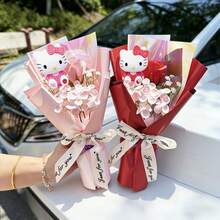 SANRIO 鲜花、Hello Kitty花束、Hello Kitty玫瑰花束、新年礼物、Hello Kitty玫瑰花束、派对礼物、Hello Kitty情人节礼物、圣诞礼物、适合送给好朋友的生日礼物 - 彩色 - 查看 2