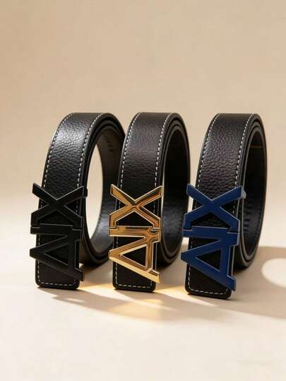1pc Men's Casual Leather Belt, Y2 Style, Suitable For Teenagers, Casual, Outdoor, Sports, Vacation, Travel, Graduation Gift, Birthday And Daily Business Casual, Jeans Matching
